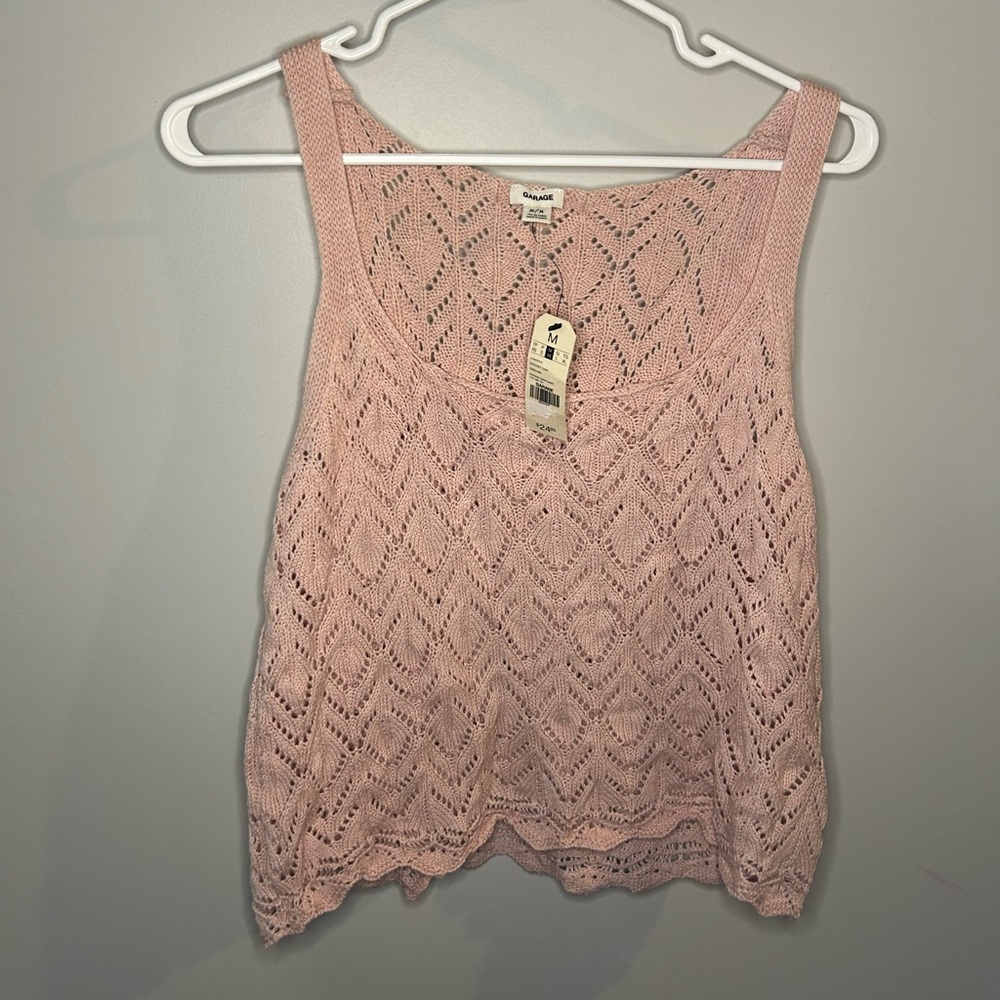 Garage Light Pink Knit Tank Top